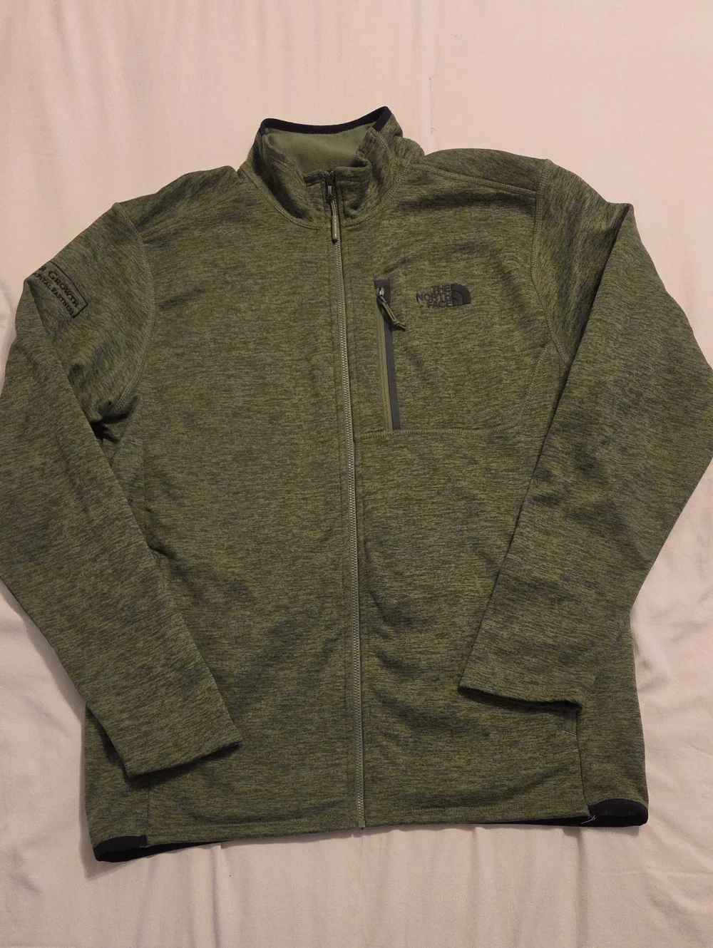 The North Face Olive Green Heather Zip-Up Fleece